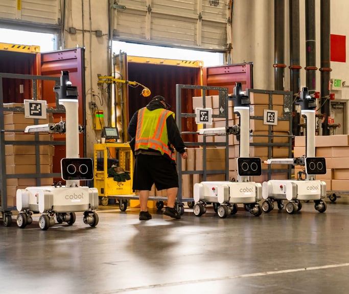 Cobot robot fleet at loading docks