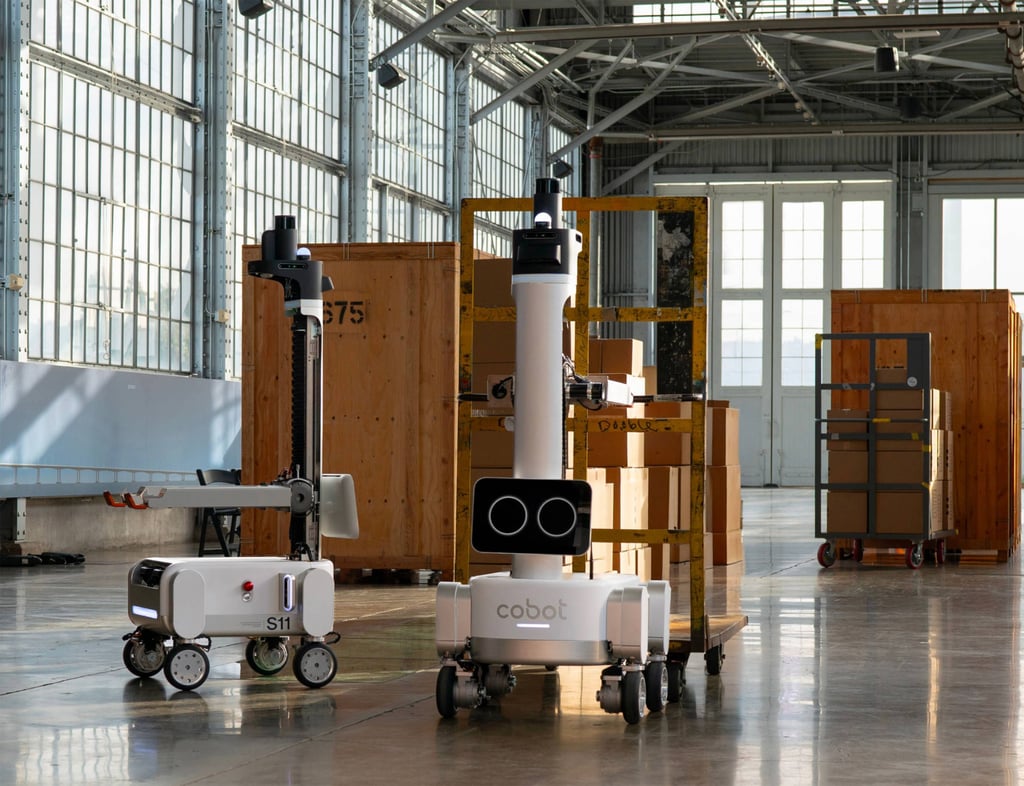 Cobot robots in a warehouse
